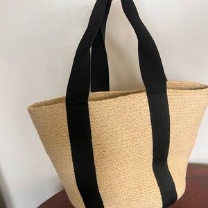 Stylish Tan Tote Bag with Black Straps